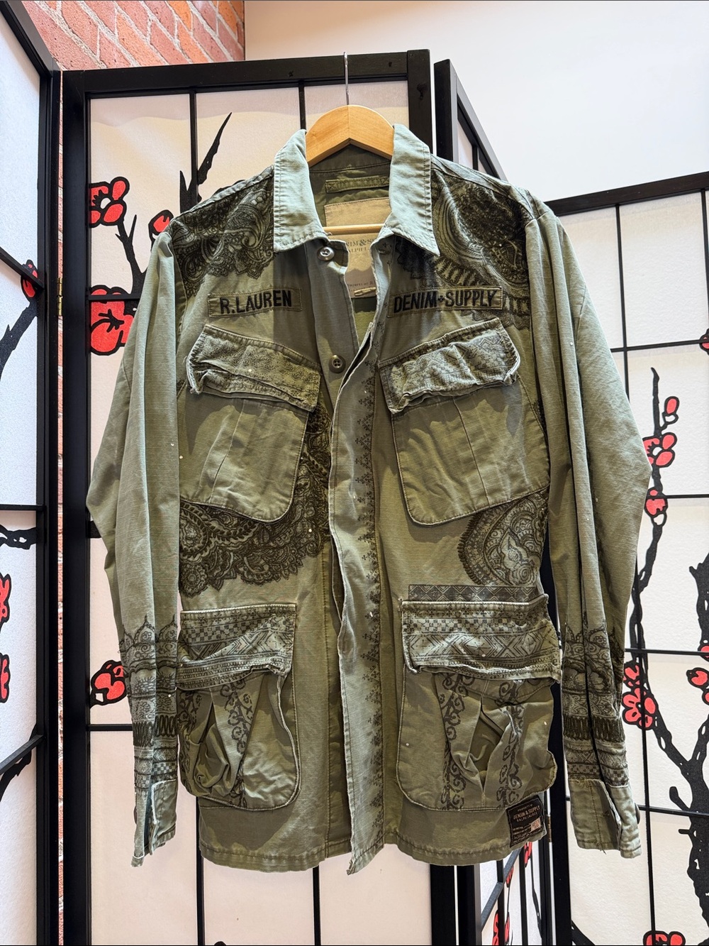 Denim & Supply Ralph Lauren Olive Green Paisley-Print Field Jacket